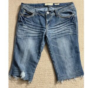Vanilla Star Denim Capri Jeans‎ Flare Leg Distressed Womens Size 13